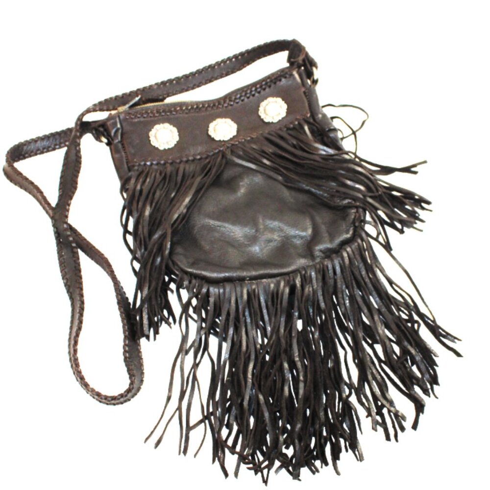 Ren Ellis Chocolate Renegade Long Fringe Silver Concho Detail Shoulder Purse - Picture 6 of 8